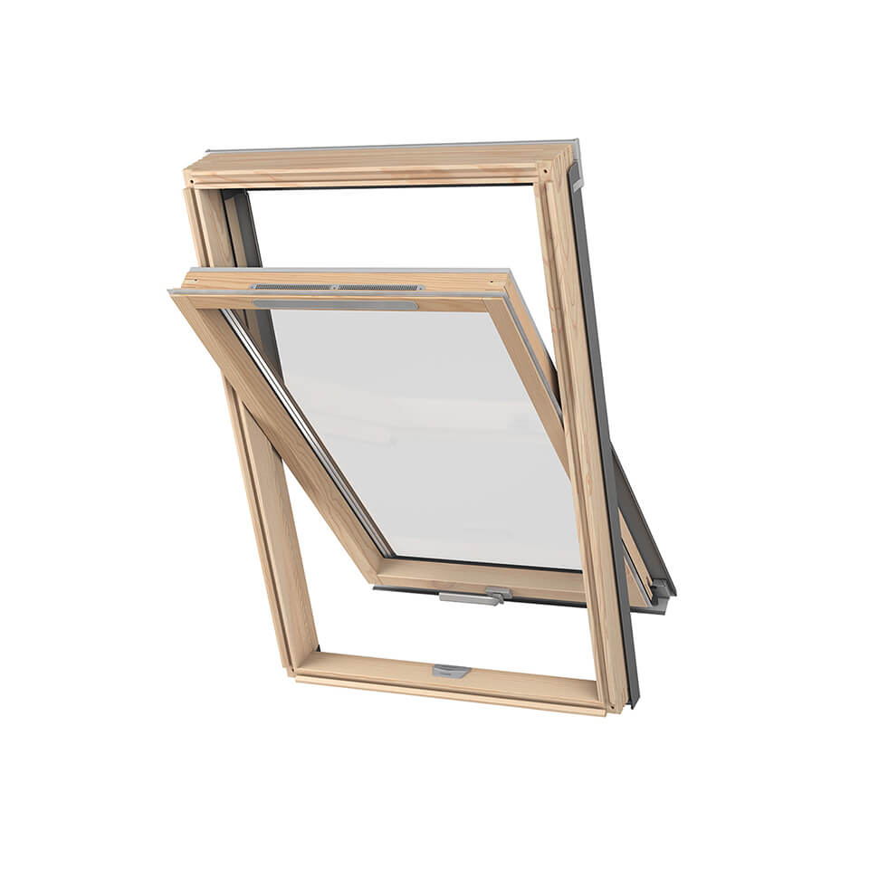 Dakea Better Energy Laquered Pine Centre Pivot Window KAV B1500