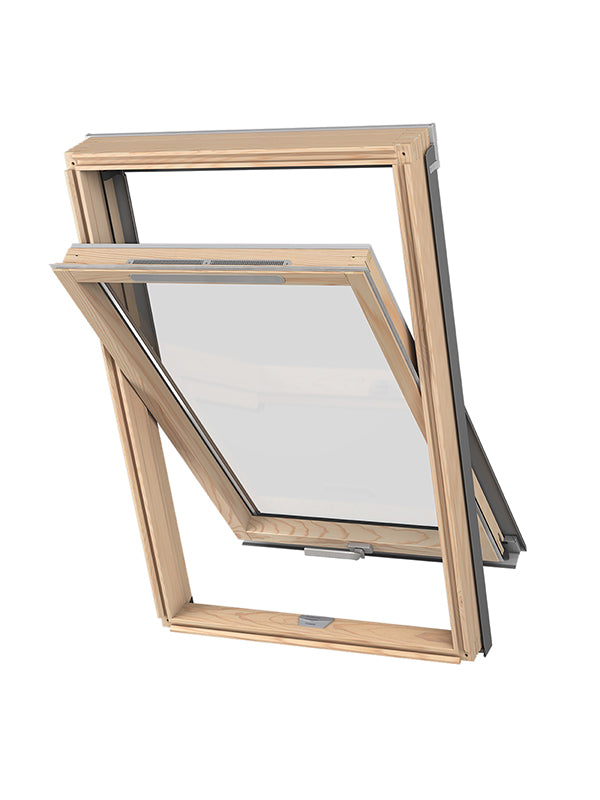 Dakea Better Safe Lacquered Pine Centre Pivot Roof Window KAV U4A B1000